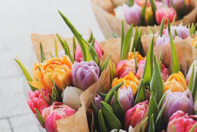 A range of colourful flower bouquets