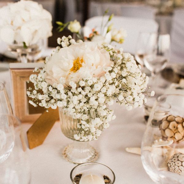 Floral wedding centrepieces