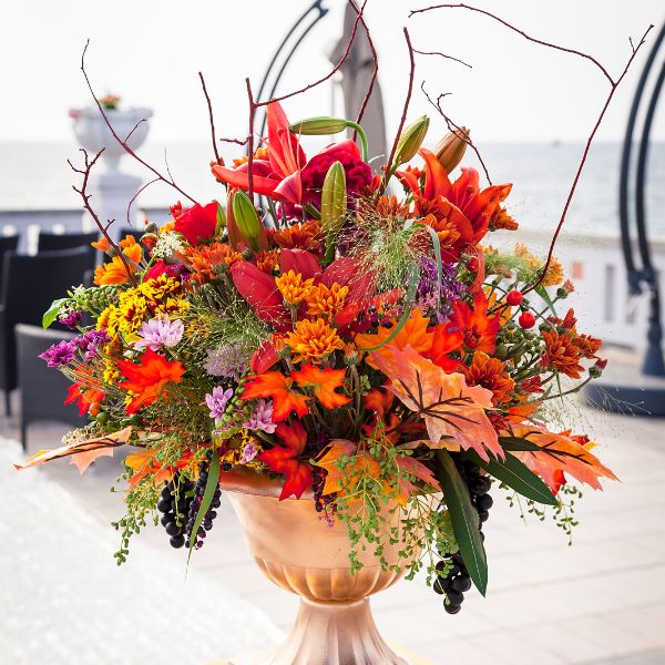 Autumnal altar wedding flowers