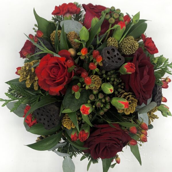 Luxury Christmas Hatbox Arrangement - Red - Image 2