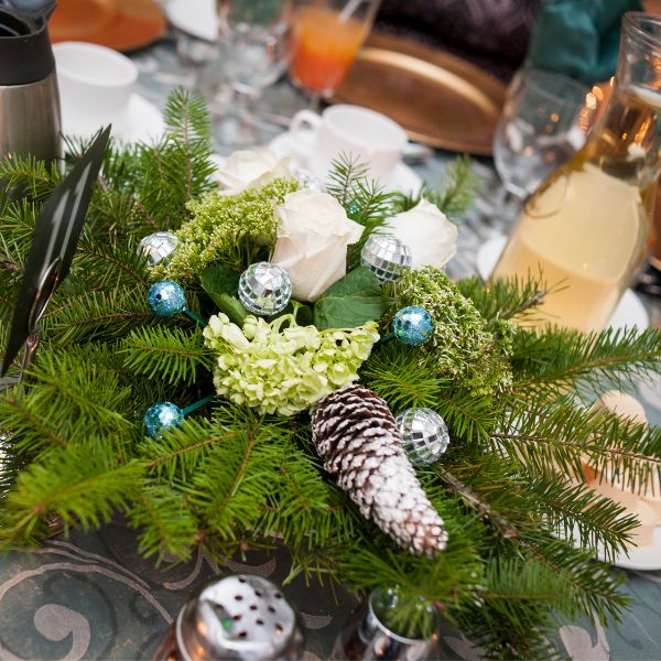 Winter wedding centrepiece