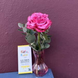 Single Pink Rose and Chocolates
