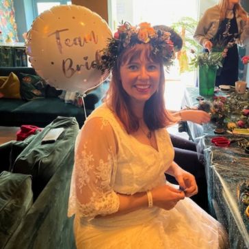 Bride at our flower crown making class