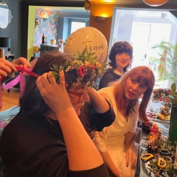 Hen party flower crown making