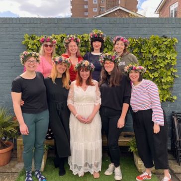 Finished flower crowns for a hen party