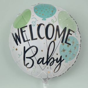 welcome baby balloon - in greens and whites